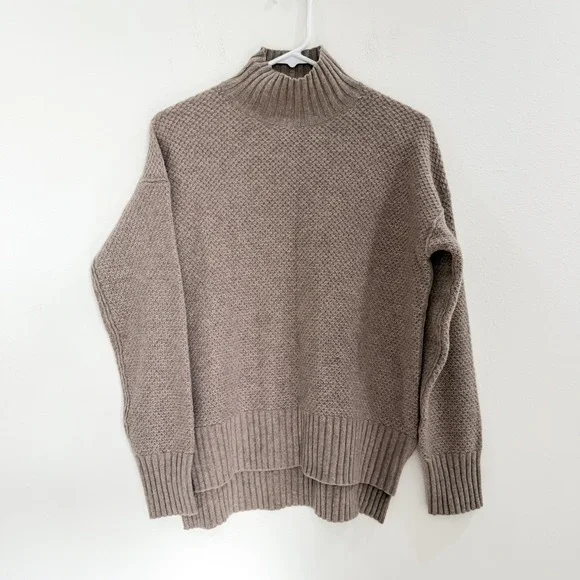 Everlane Oversized 100% Cashmere Boho Preppy Stroopwafel Turtleneck Sweater S - Picture 4 of 9